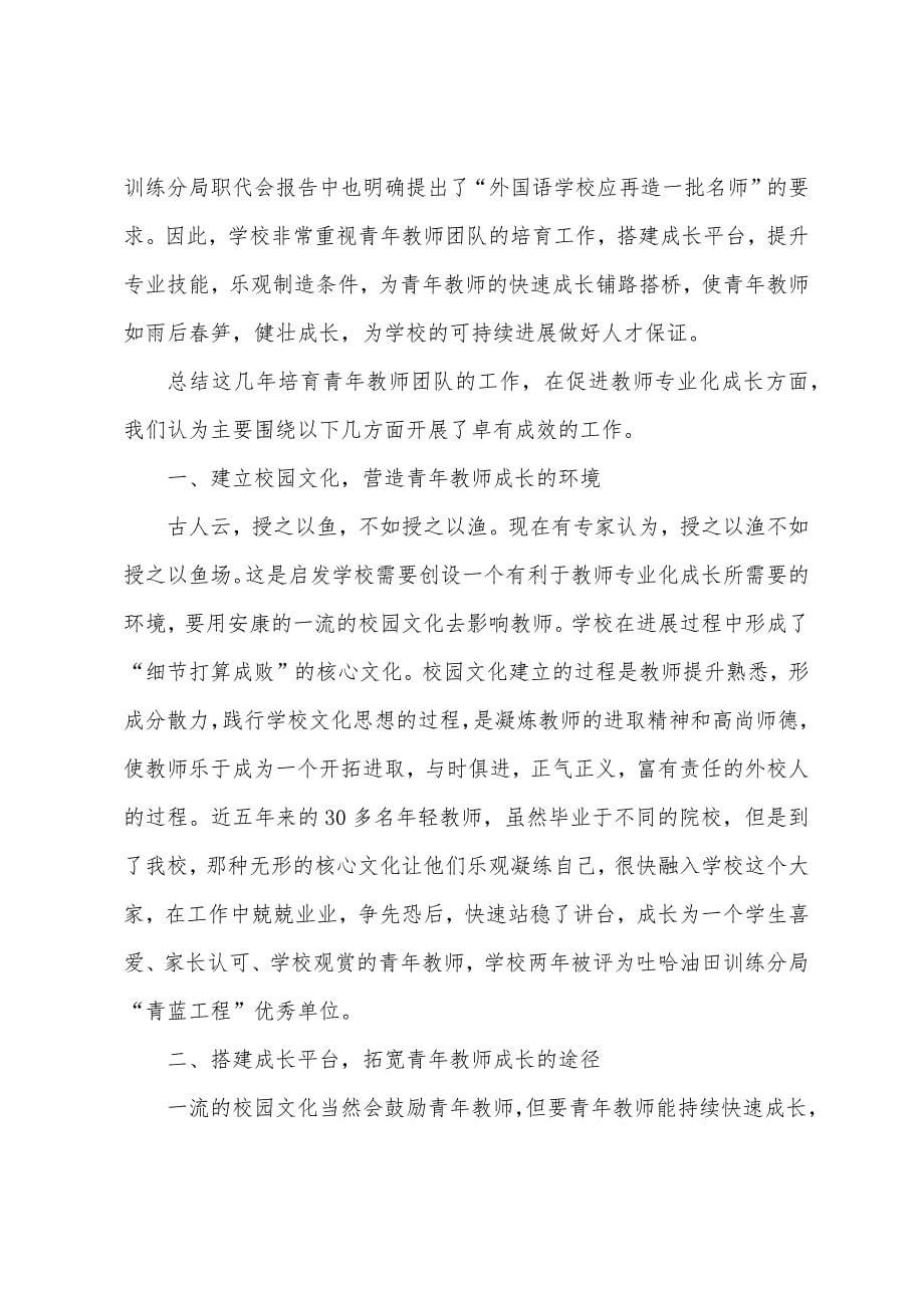 学校青年教师培养工作总结（通用6篇）.docx_第5页