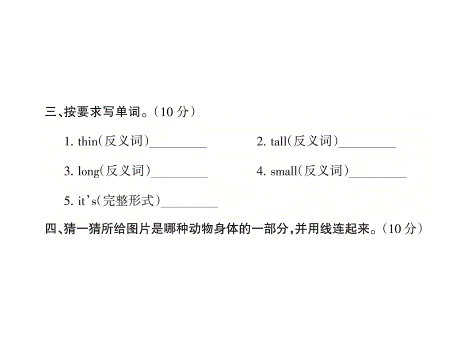 人教版三年级英语下册：Unit3测试卷课件_第3页