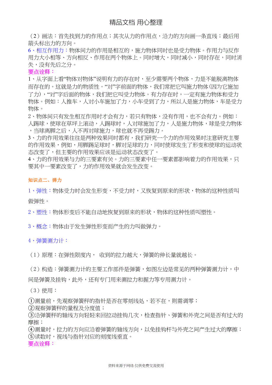 新人教版八年级下册物理[《力》全章复习与巩固(基础)-知识点整理及重点题型梳理](DOC 6页)_第2页