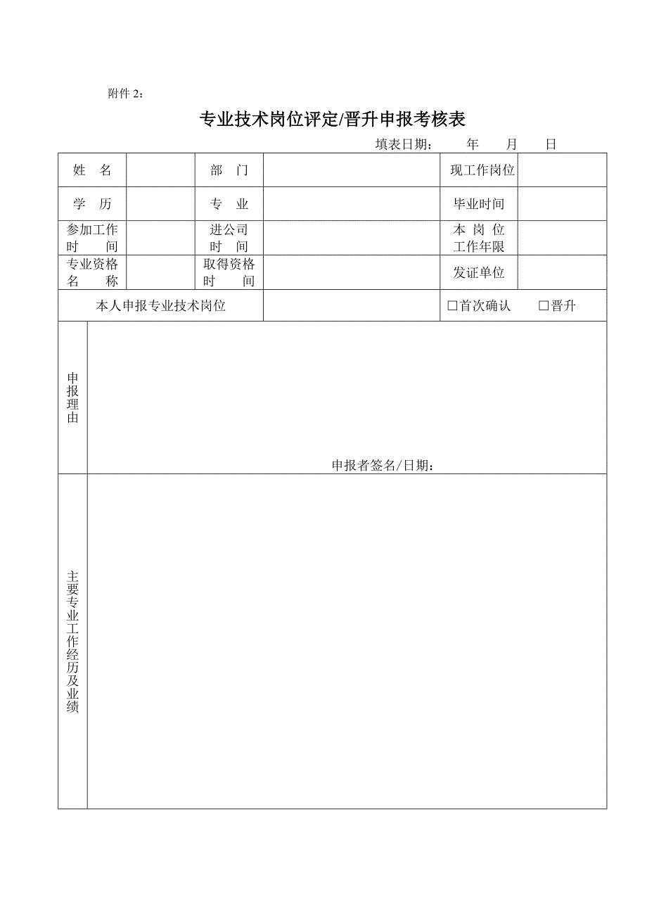 专业技术岗位评定晋升申报考核表-doc.doc_第1页