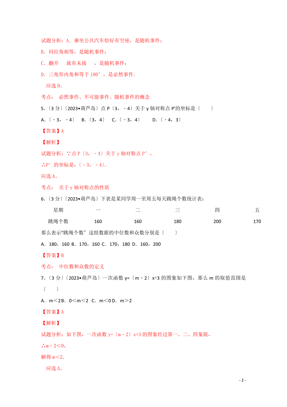 2023年葫芦岛市中考数学试题含答案解析_第2页