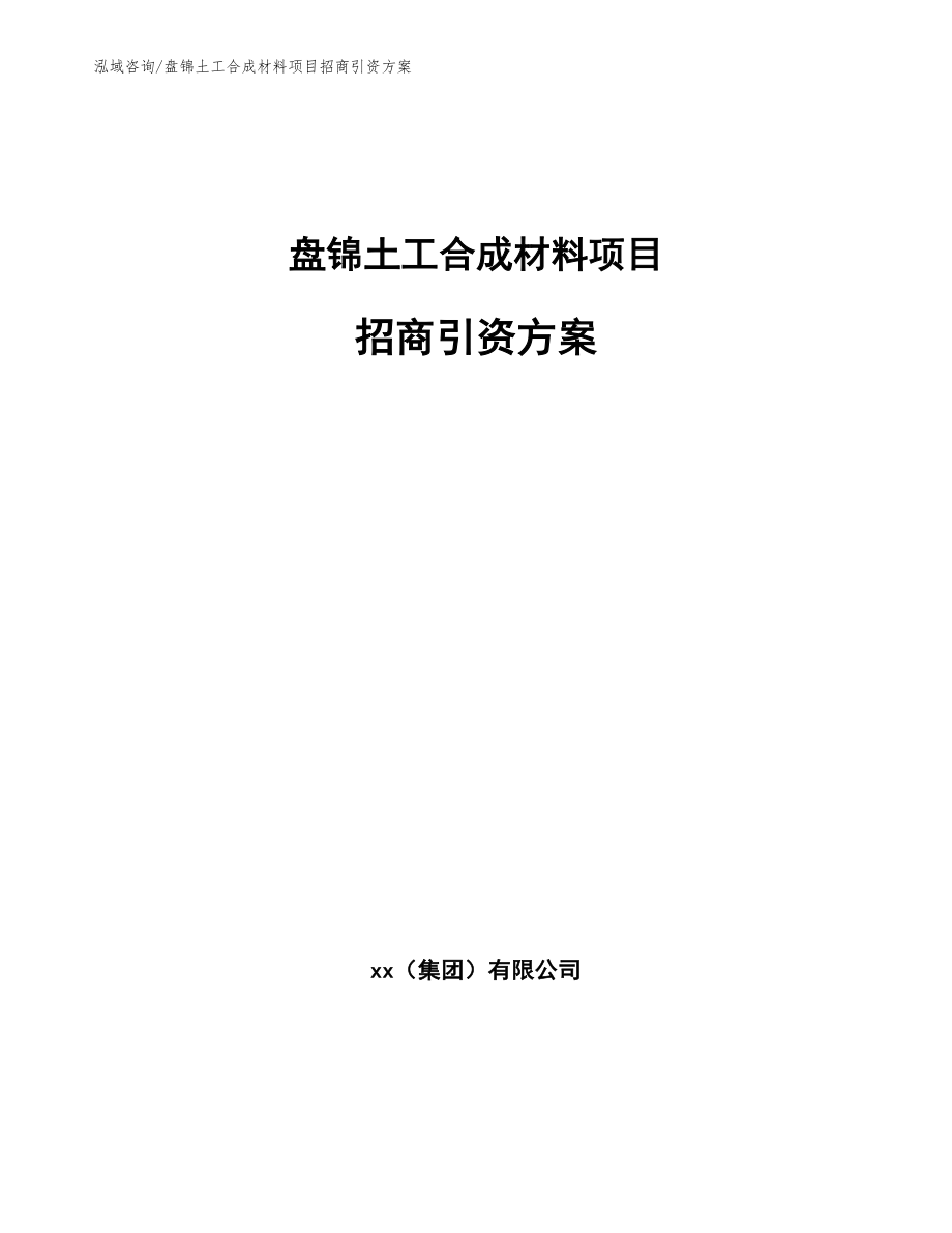 盘锦土工合成材料项目招商引资方案模板范文_第1页