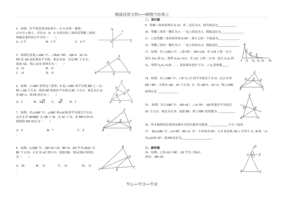 八年级上数学专题复习(一)等腰三角形_第2页