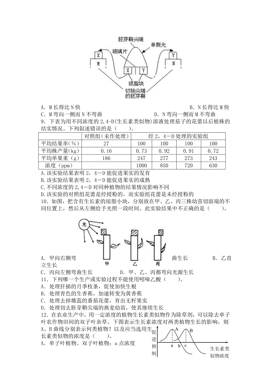 植物激素练习题.doc_第2页