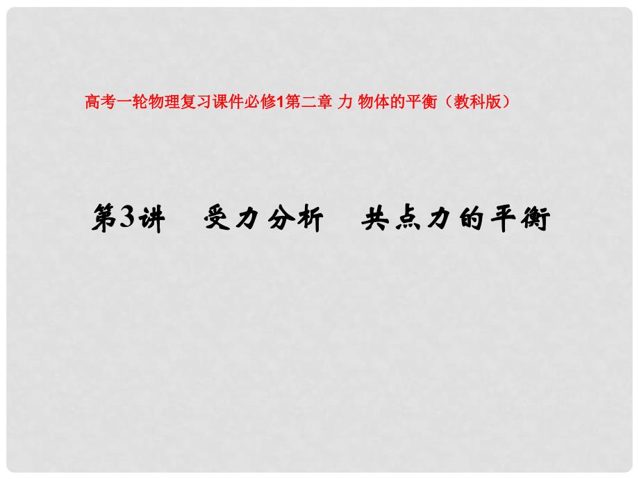 福建省福鼎市第二中学高三物理一轮复习 第二章 力物体的平衡第3讲 受力分析 共点力的平衡课件课件_第1页