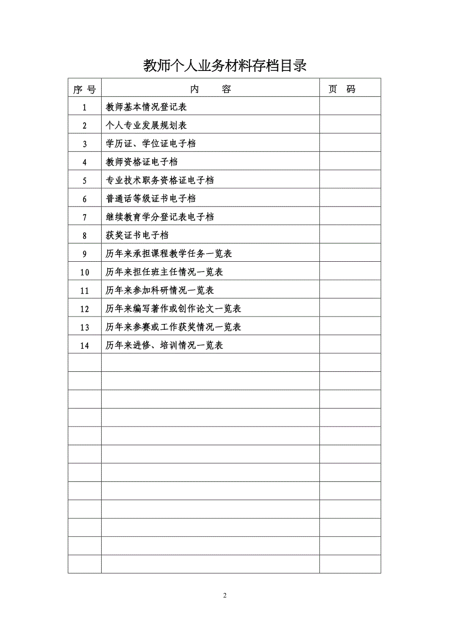 教师业务档案模板_第2页