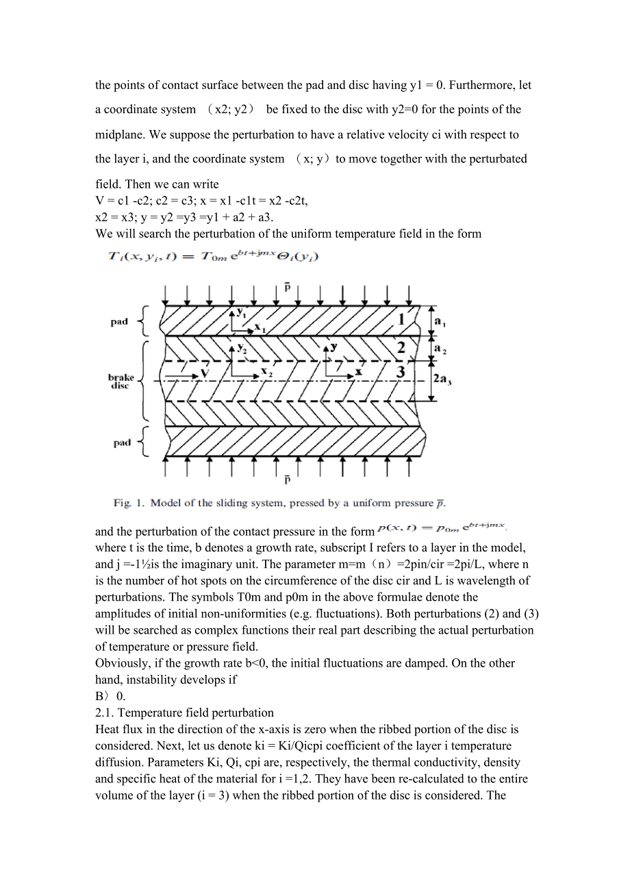 中英文翻译在全接触条件下盘式制动器摩擦激发瞬态热弹性不稳定的研究.doc_第3页