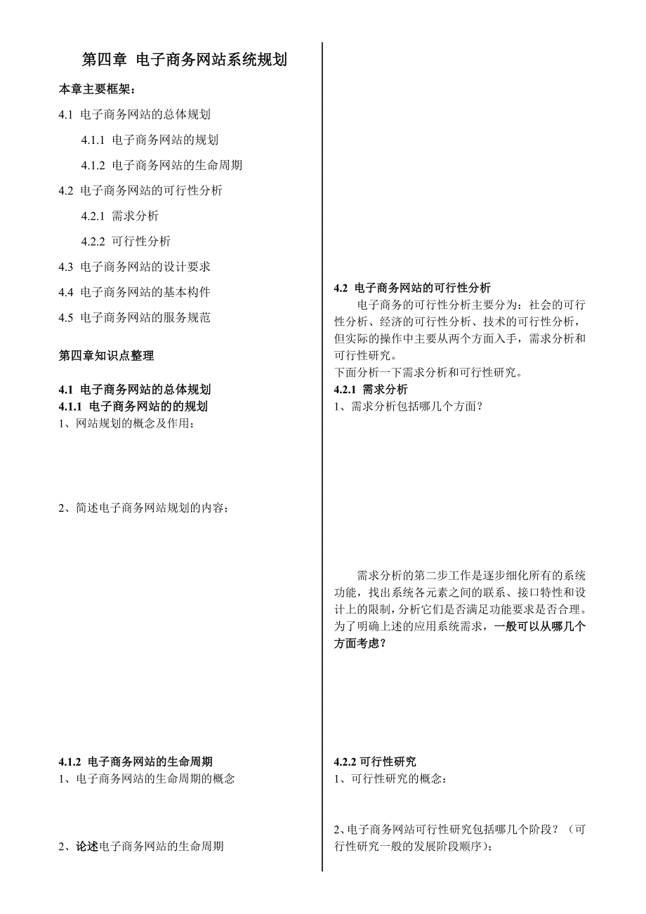 电子商务网站系统规划知识点整理与练习题_第1页