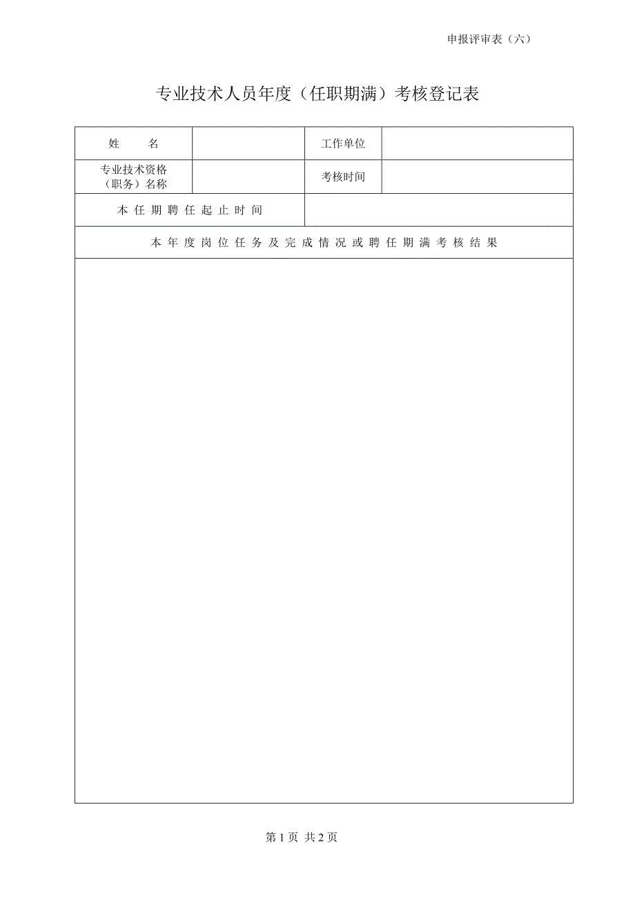 专业技术人员年度(任职期满)考核登记表_第1页