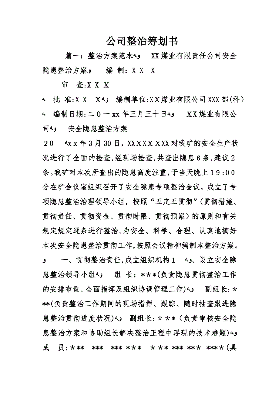 公司整改计划书_第1页