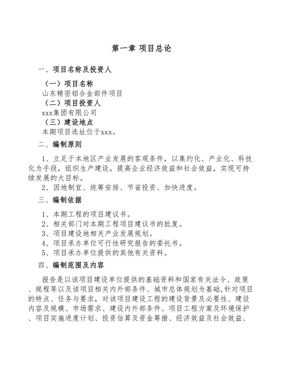 山东精密铝合金部件项目可行性研究报告(DOC 64页)_第5页