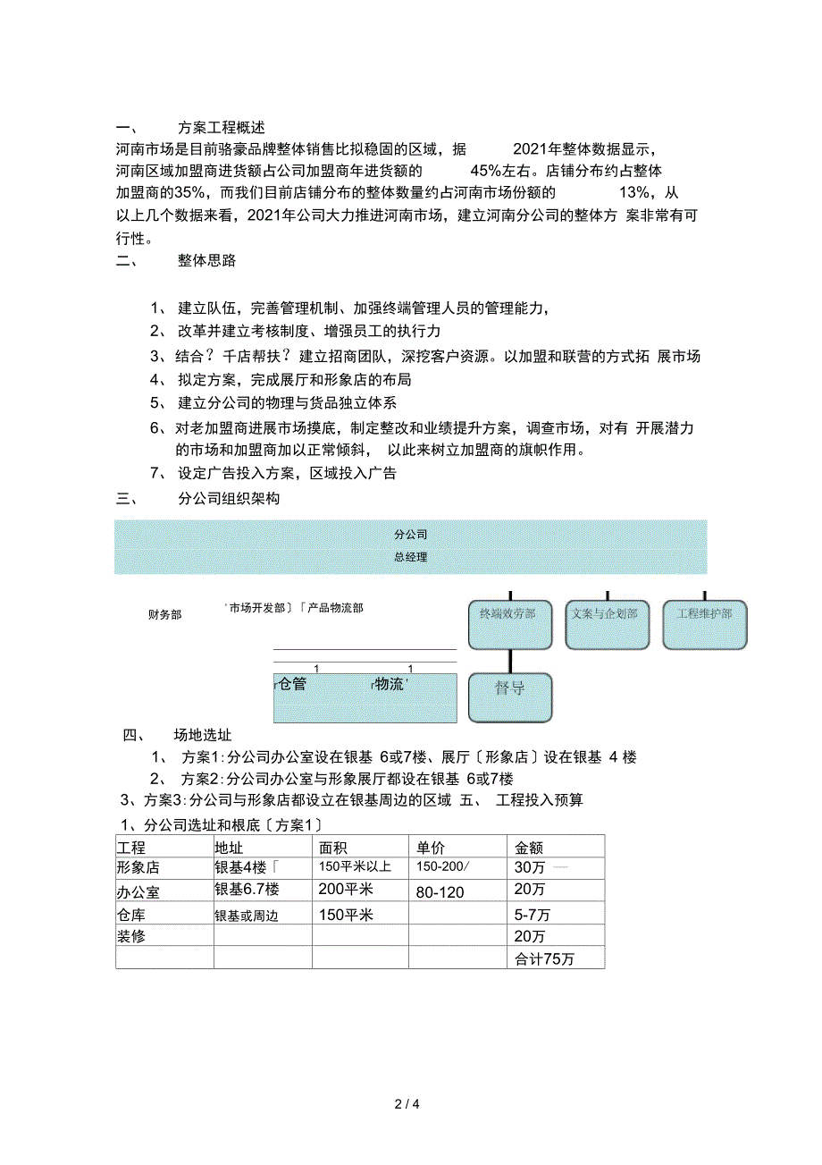 分公司建立工作计划_第2页