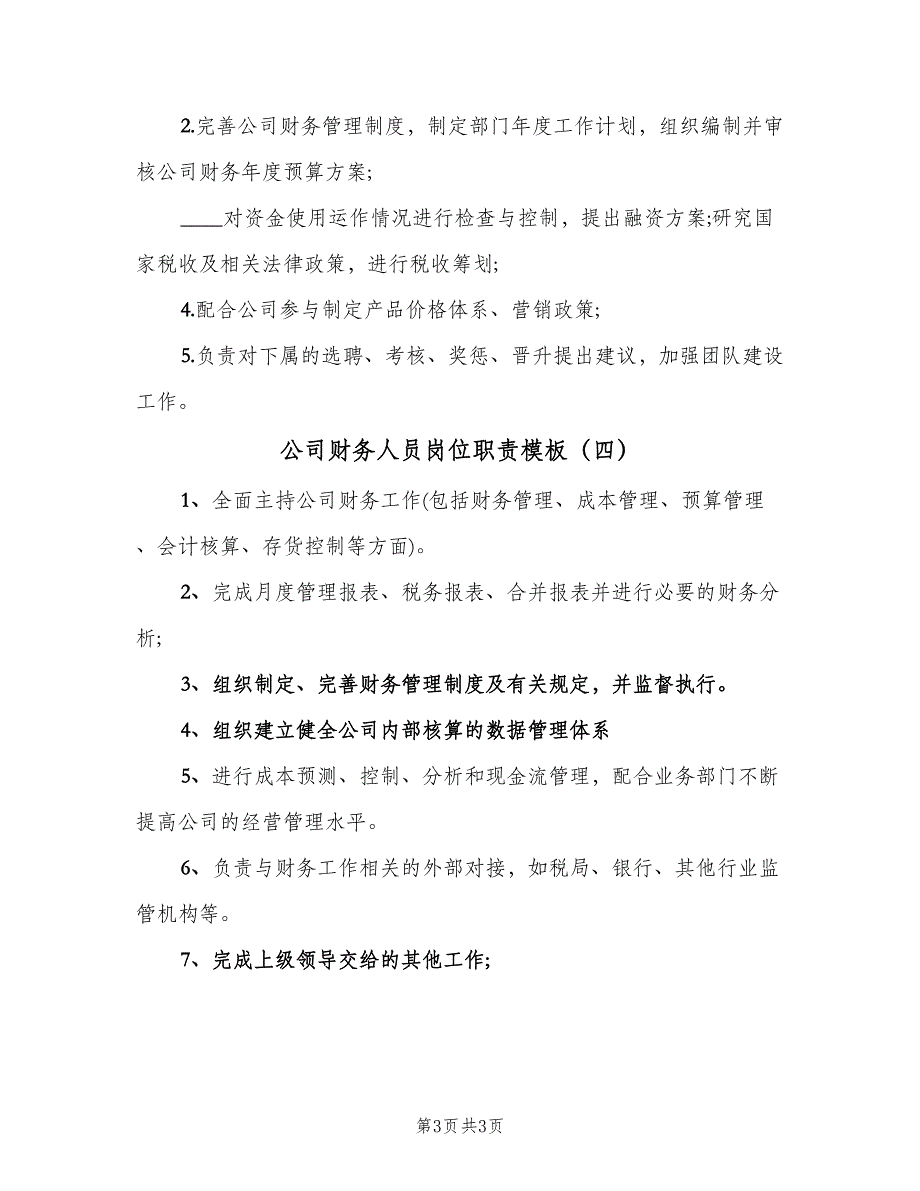 公司财务人员岗位职责模板（四篇）.doc_第3页