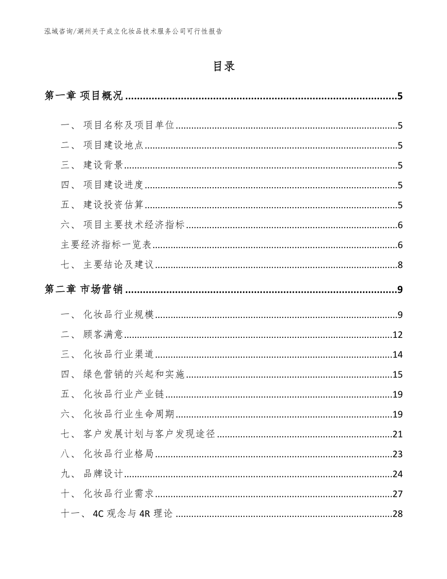 湖州关于成立化妆品技术服务公司可行性报告【模板范文】_第1页