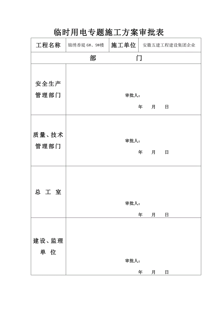 临时用电专项施工方案审批表.doc_第1页