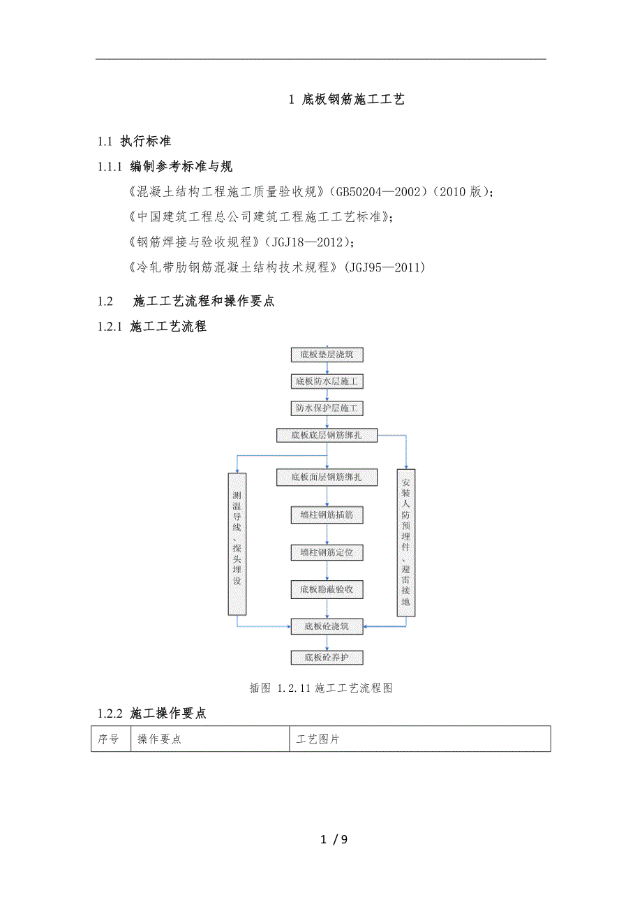 底板钢筋施工工艺标准_第1页