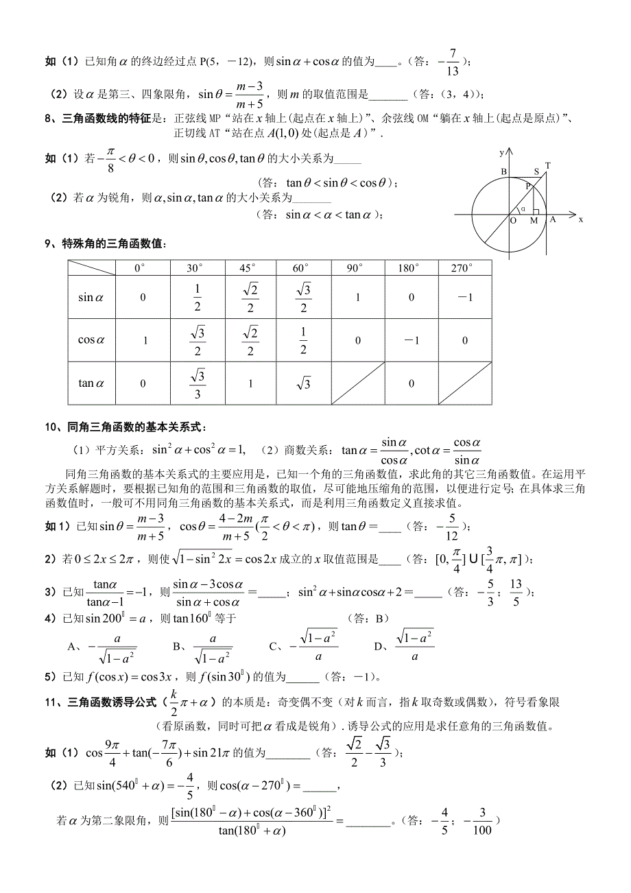 高中数学概念、题型及方法总结-三角函数_第2页