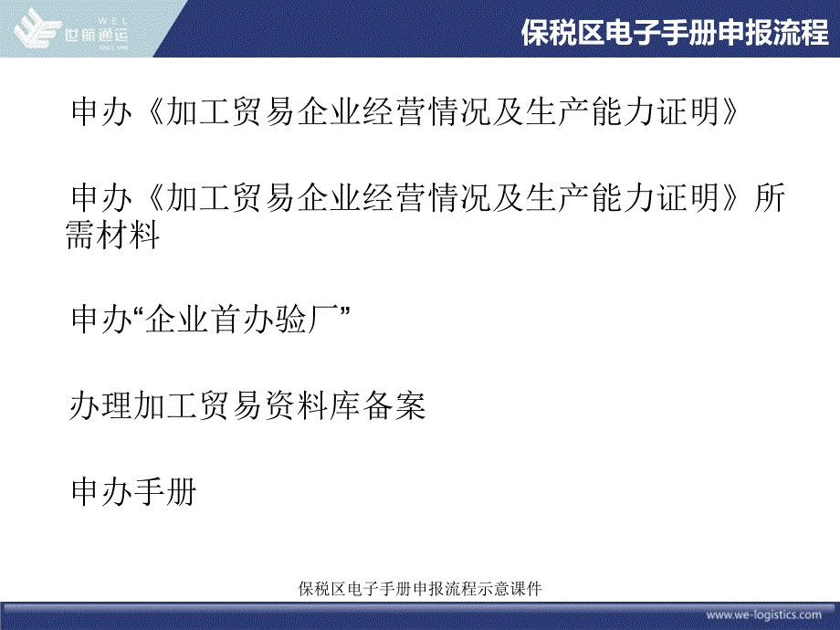 保税区电子手册申报流程示意课件_第2页