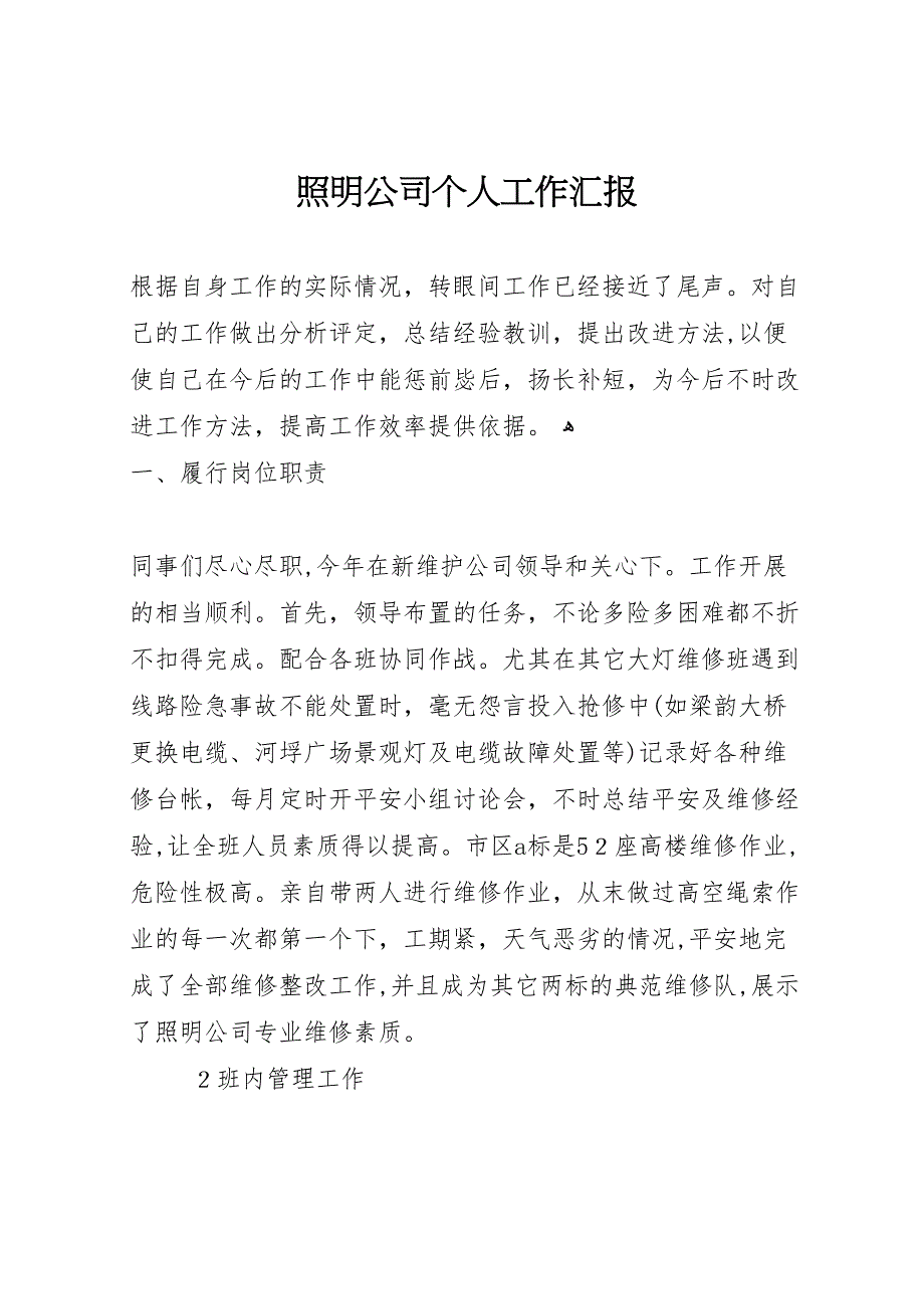 照明公司个人工作_第1页
