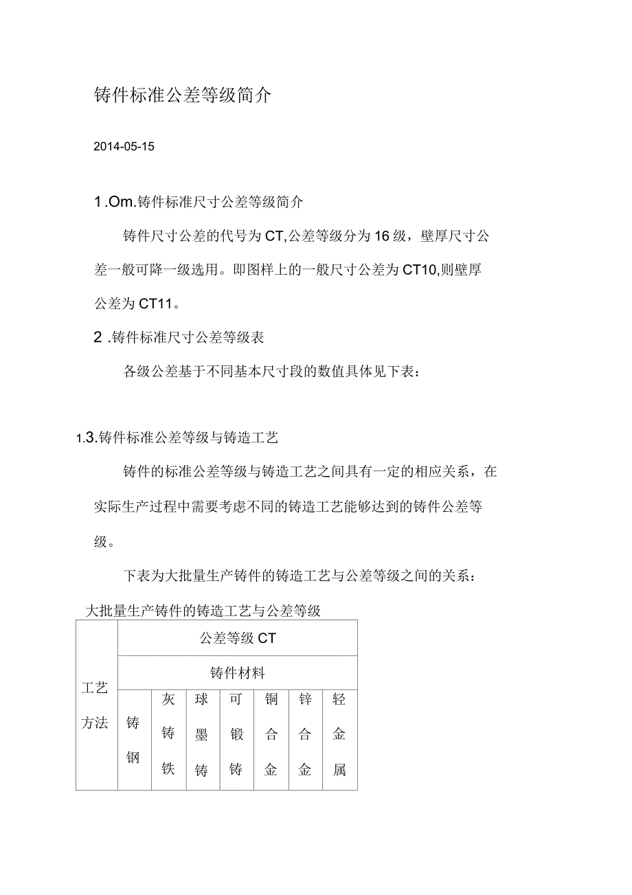 铸件公差等级_第1页