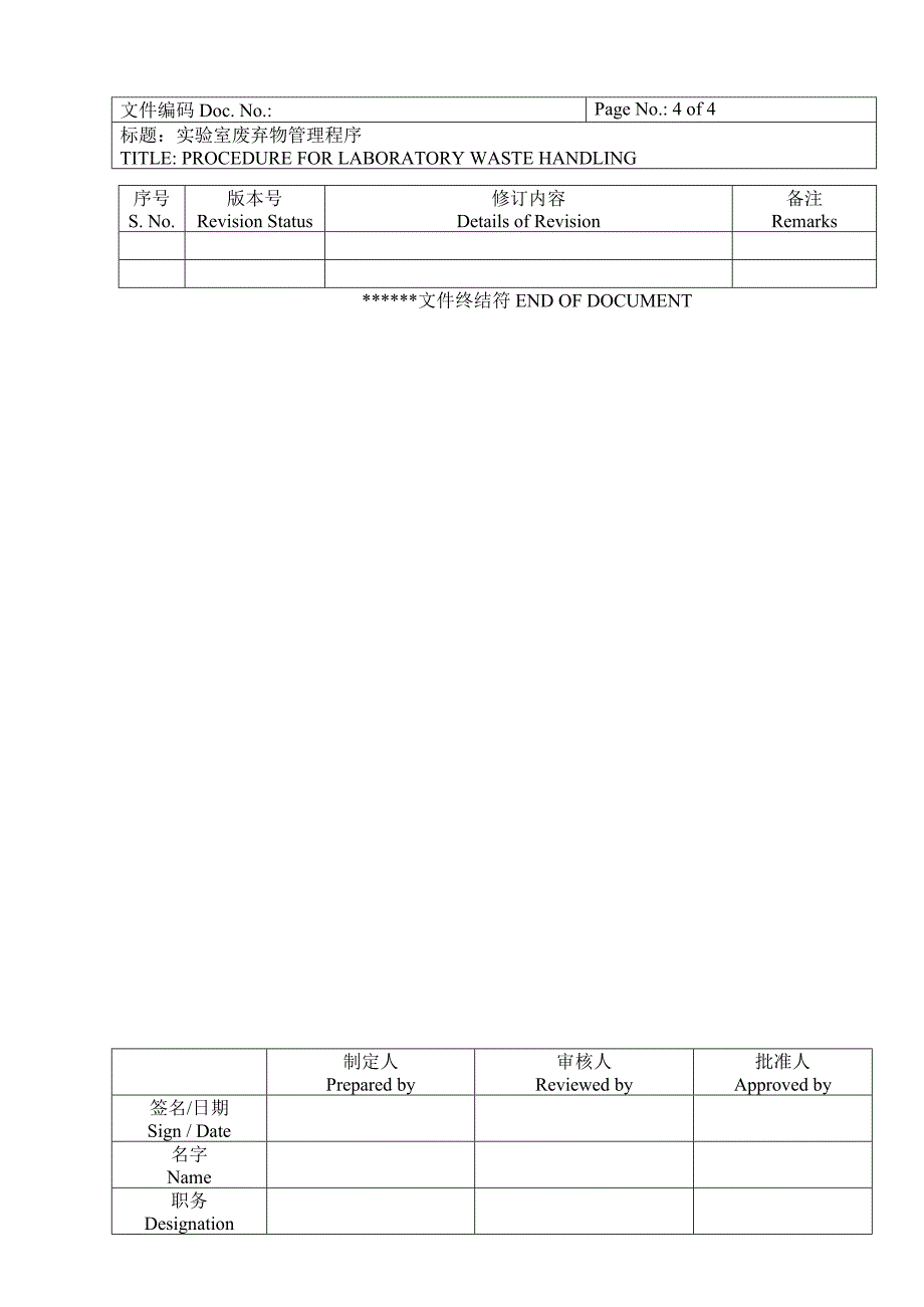 CGMP文件实验室废弃物管理程序SOP_第4页