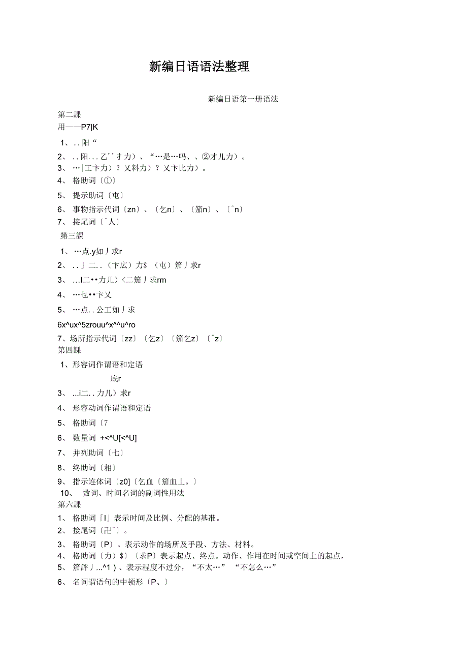 新编日语 第一册语法整理版_第1页