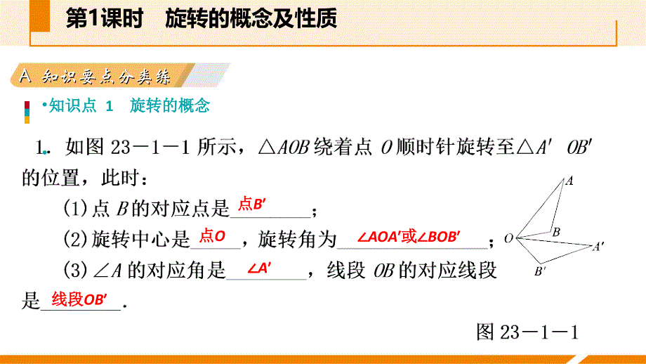 人教版九年级数学上册课件23.1.1旋转的概念及性质作业本_第3页