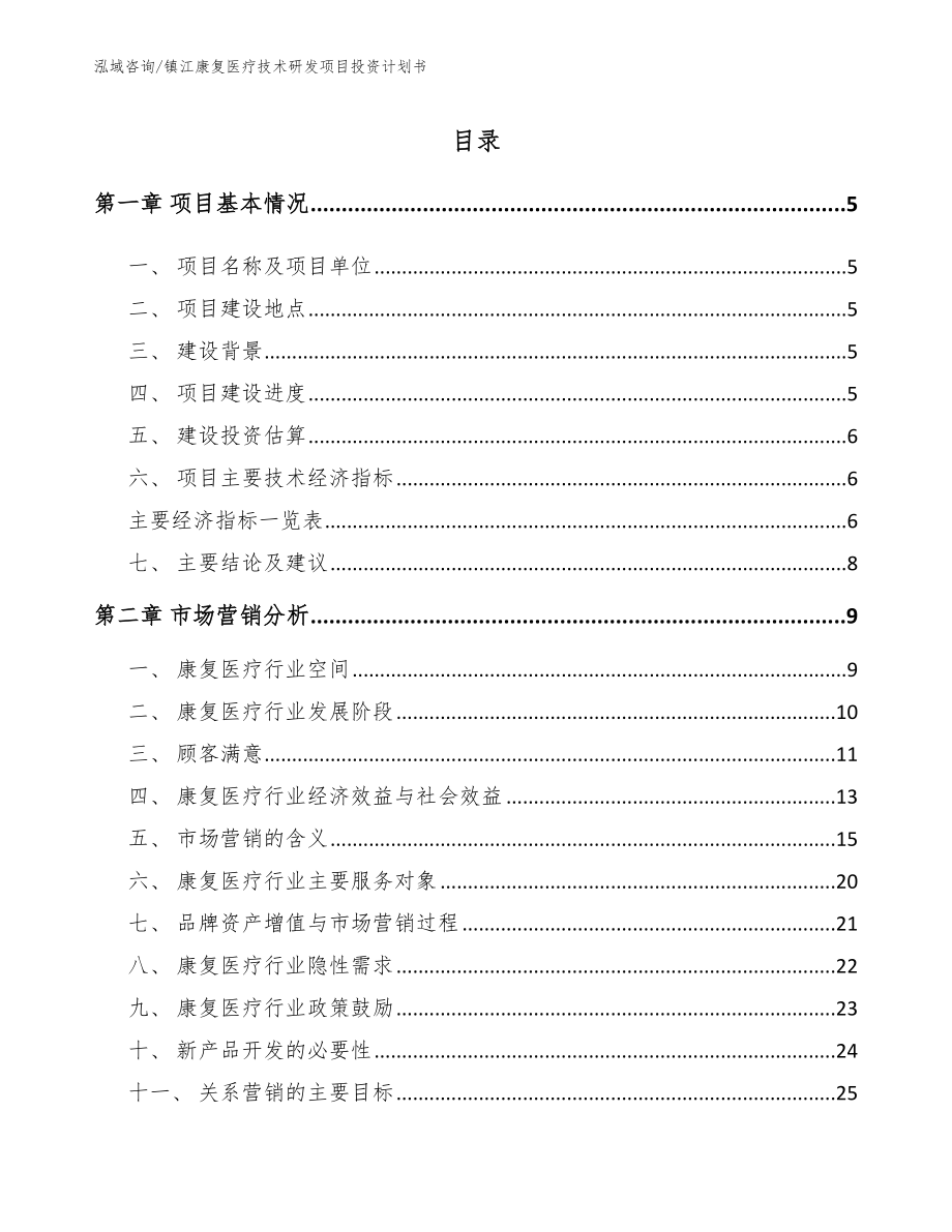 镇江康复医疗技术研发项目投资计划书_第1页