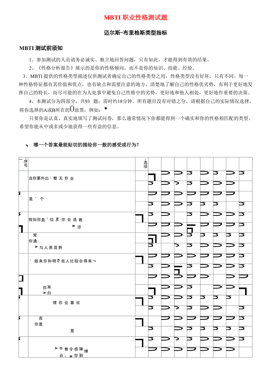 史上超准的M B T I职业性格测试题_第1页