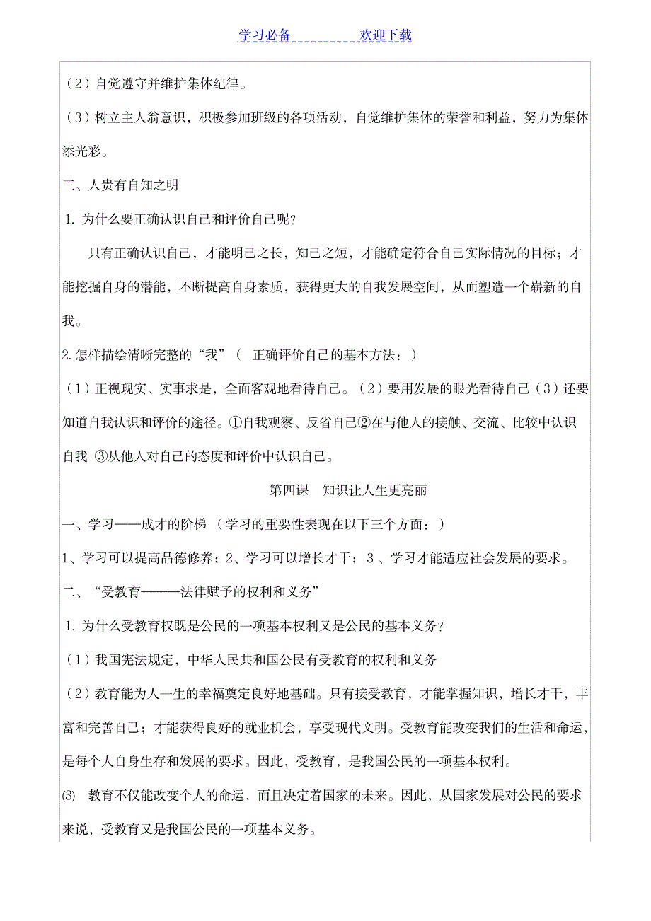 六年级思品上册主要知识点_小学教育-小学考试_第3页