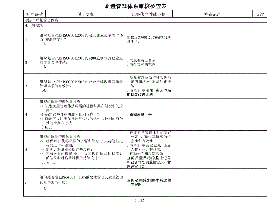 ISO9001审核检查表_第1页