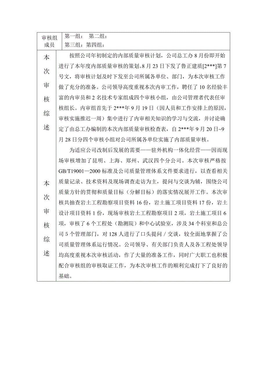 某大型公司管理体系内部审核报告优质资料_第3页