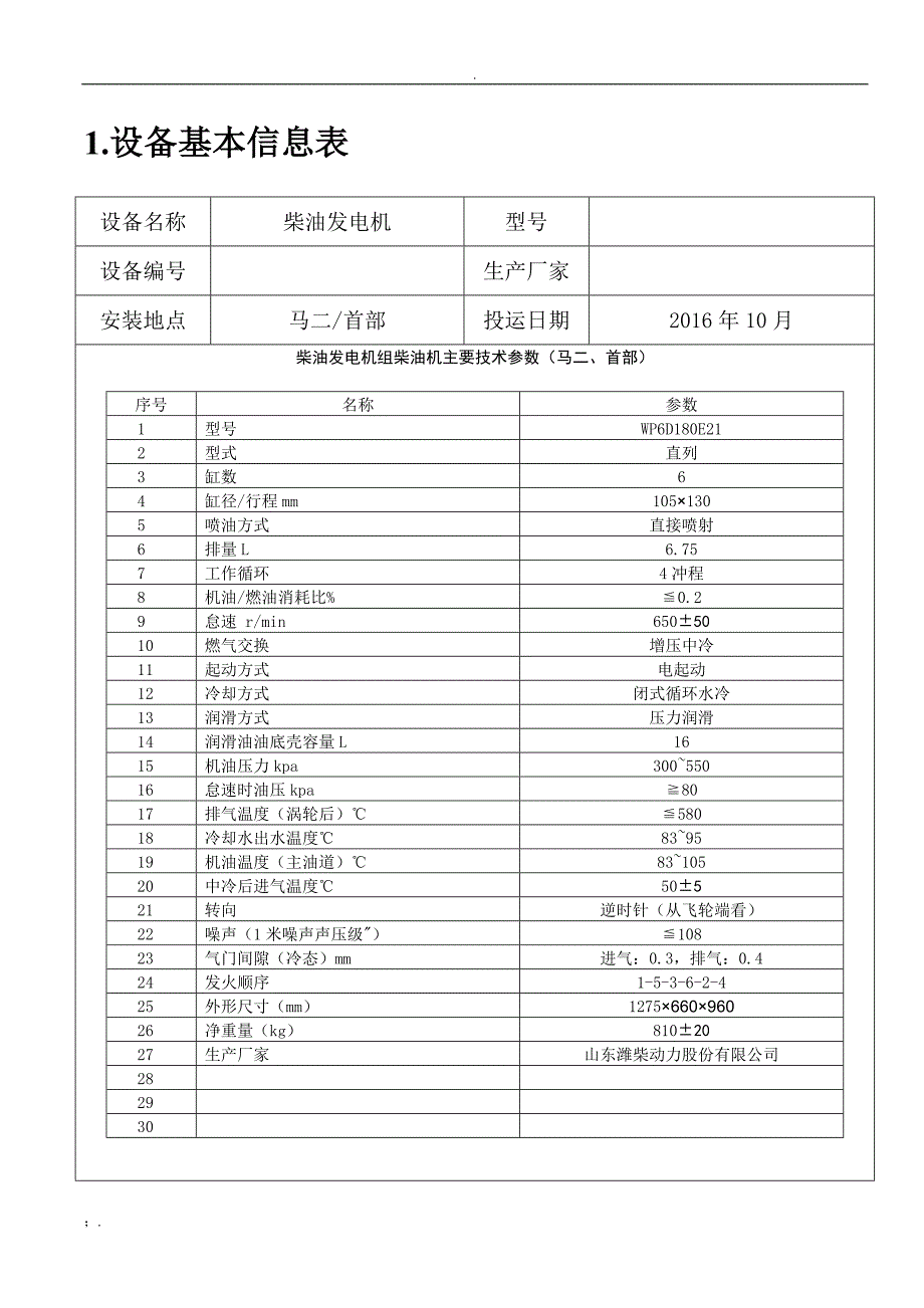 马熊沟二级柴油发电机机维护台账_第2页