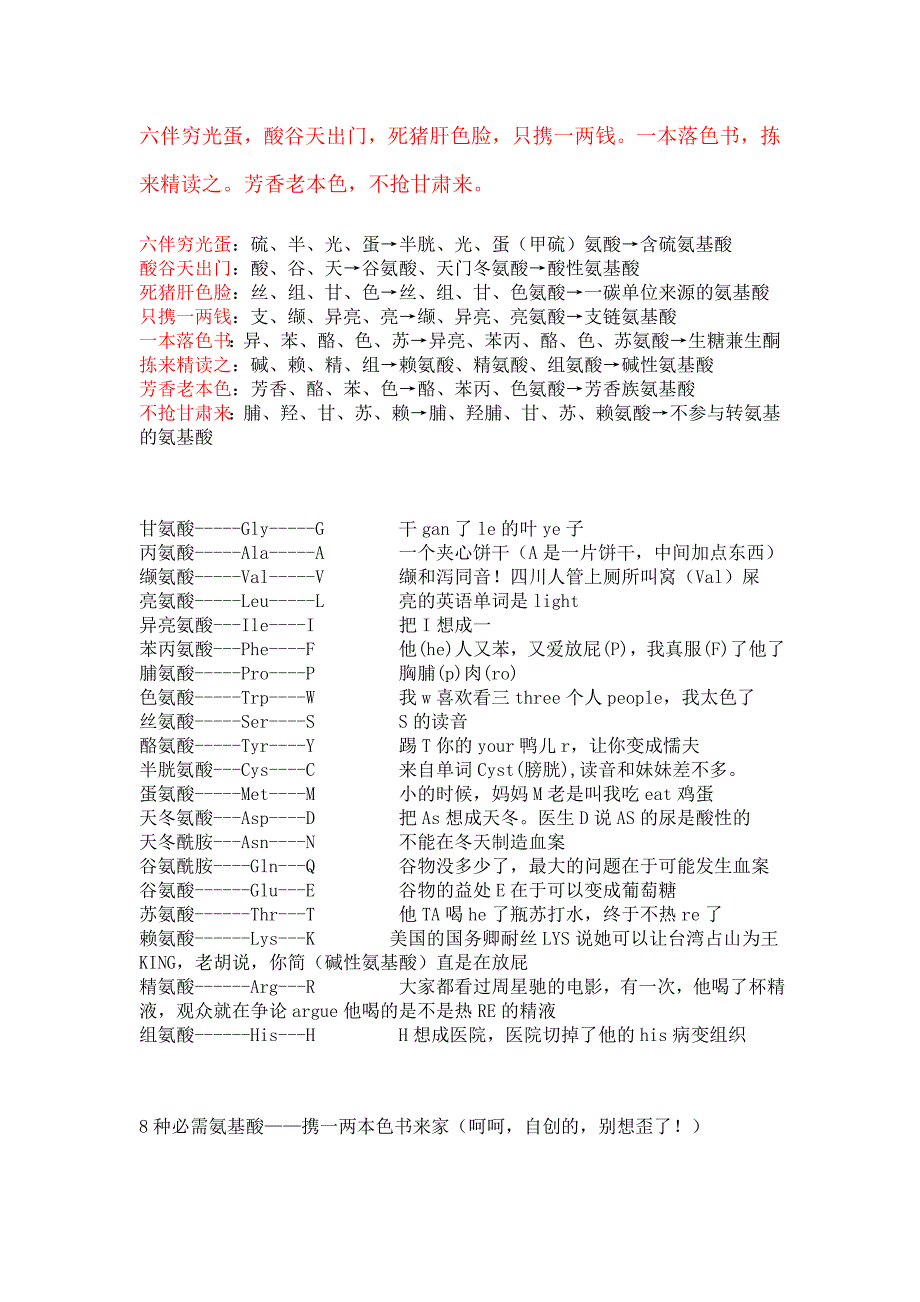 20种氨基酸记忆口诀_第1页