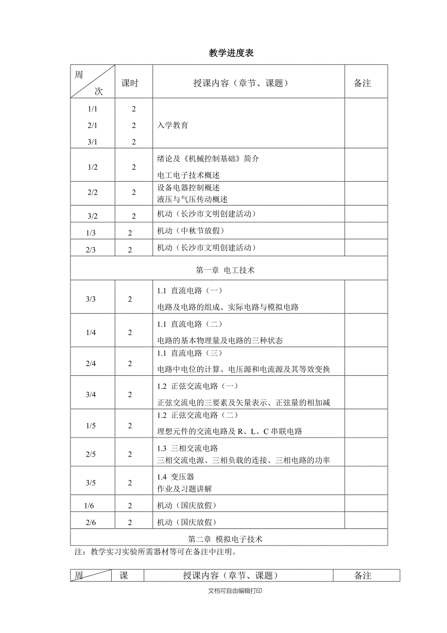 长沙航天学校10级机械控制基础学期教学计划_第4页