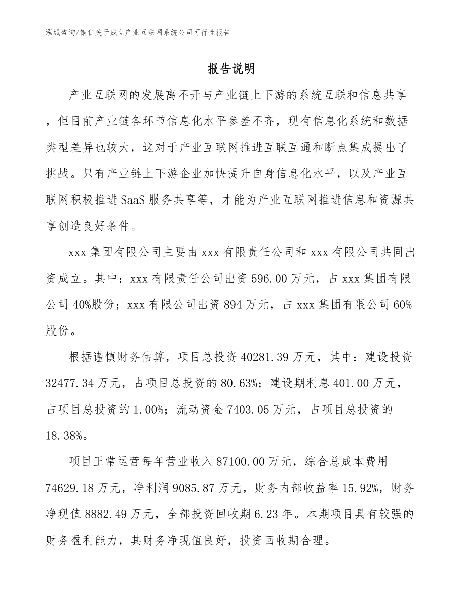 铜仁关于成立产业互联网系统公司可行性报告参考模板_第2页