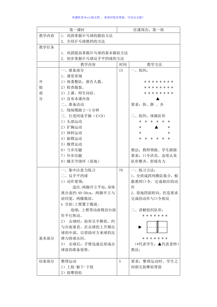 小学乒乓球教案Word编辑_第1页