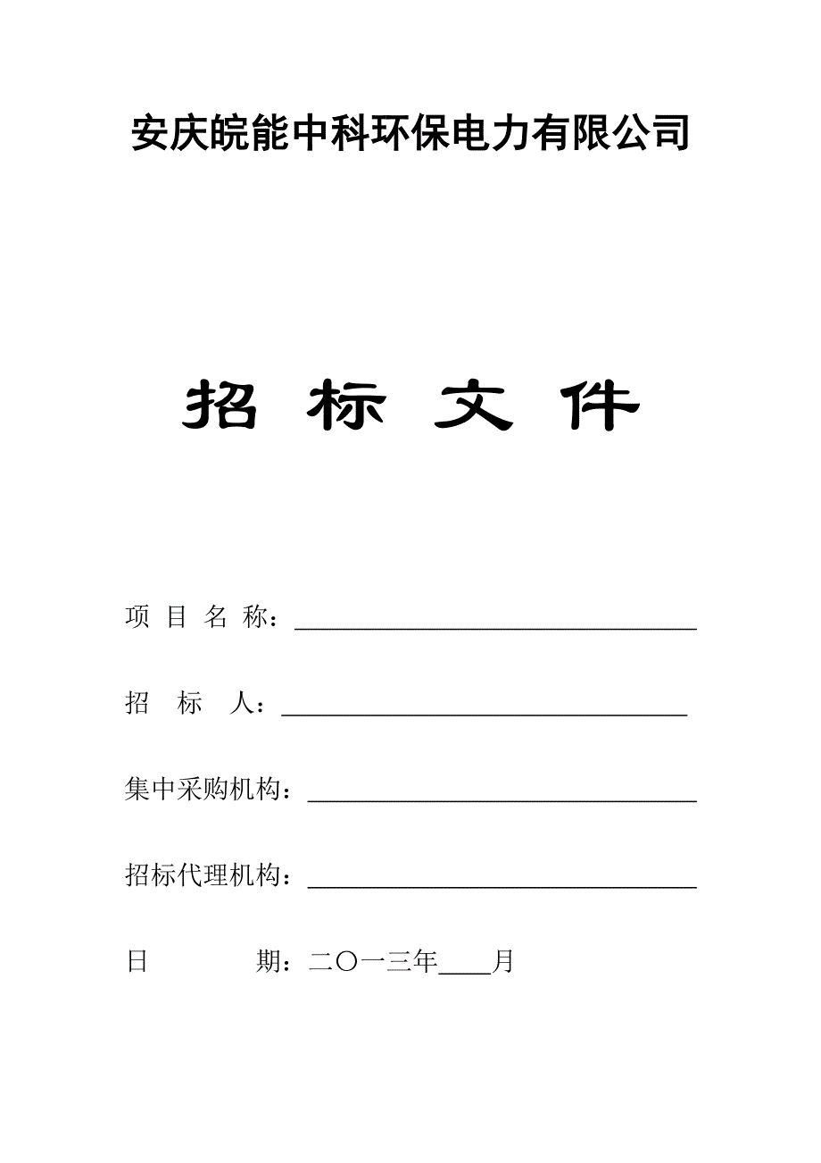 安庆皖能中科环保电力有限公司投标文件_第1页