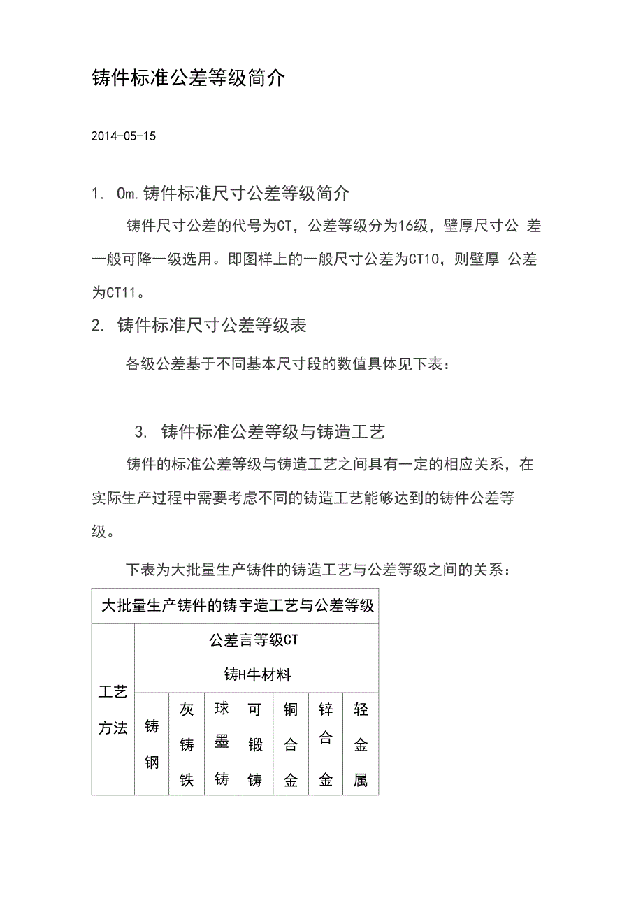 铸件公差等级_第1页