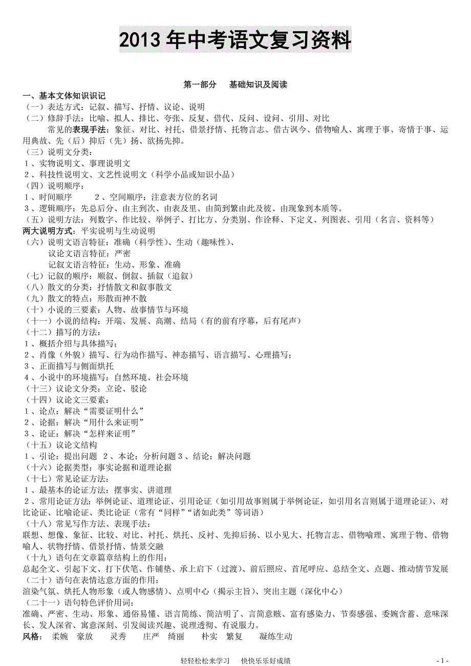 初三语文总复习资料_第1页