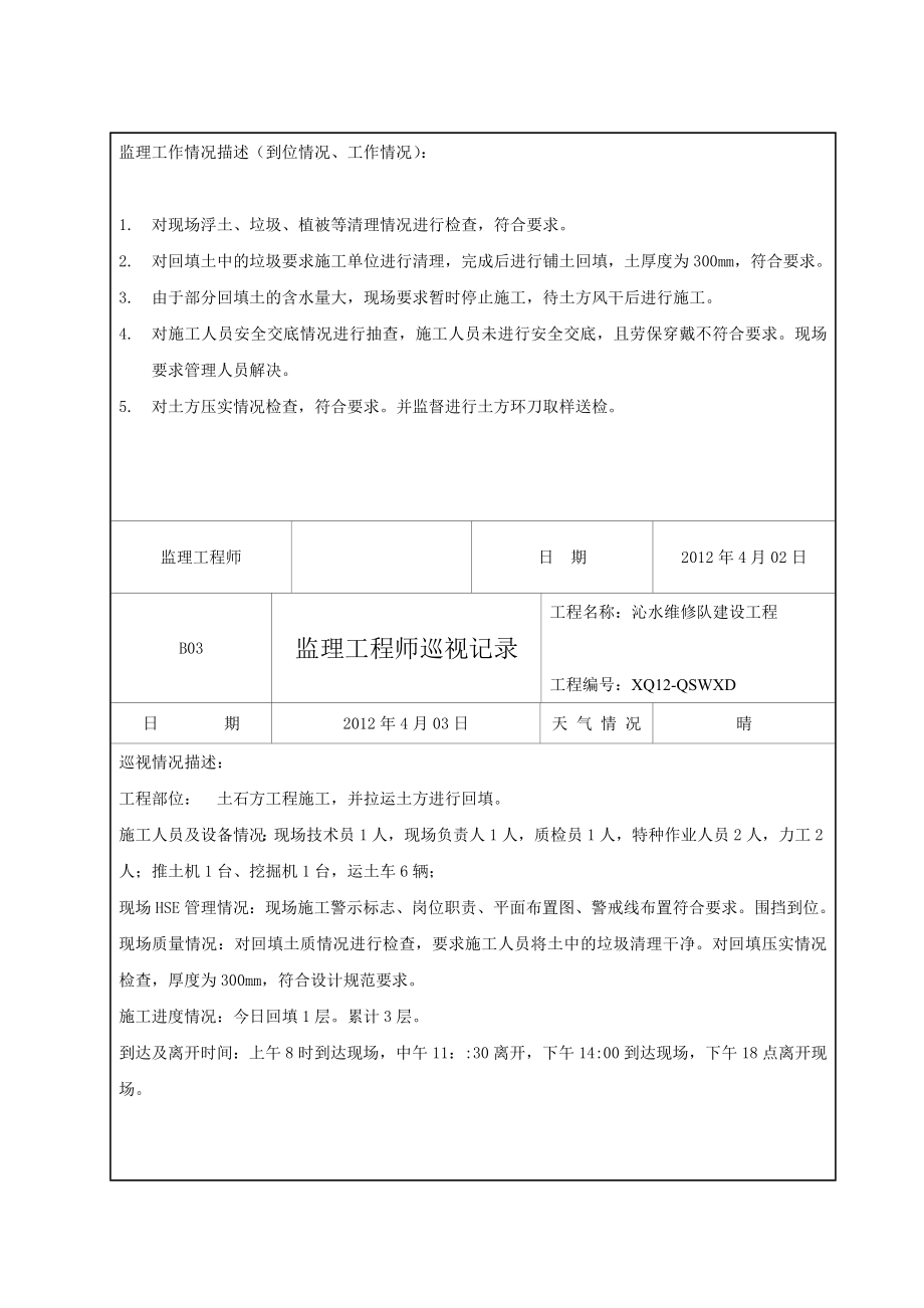 监理工程师巡视记录_第3页