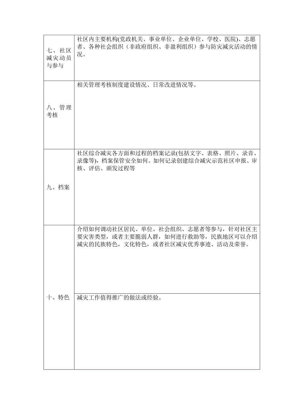 A8国综合减灾示范社区推荐表》(2010版)_第3页