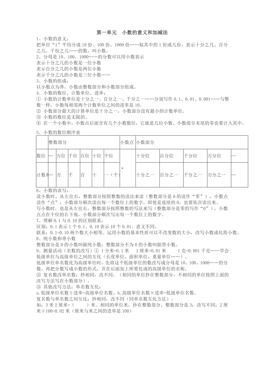 北师大版四年级下册数学知识点_第1页