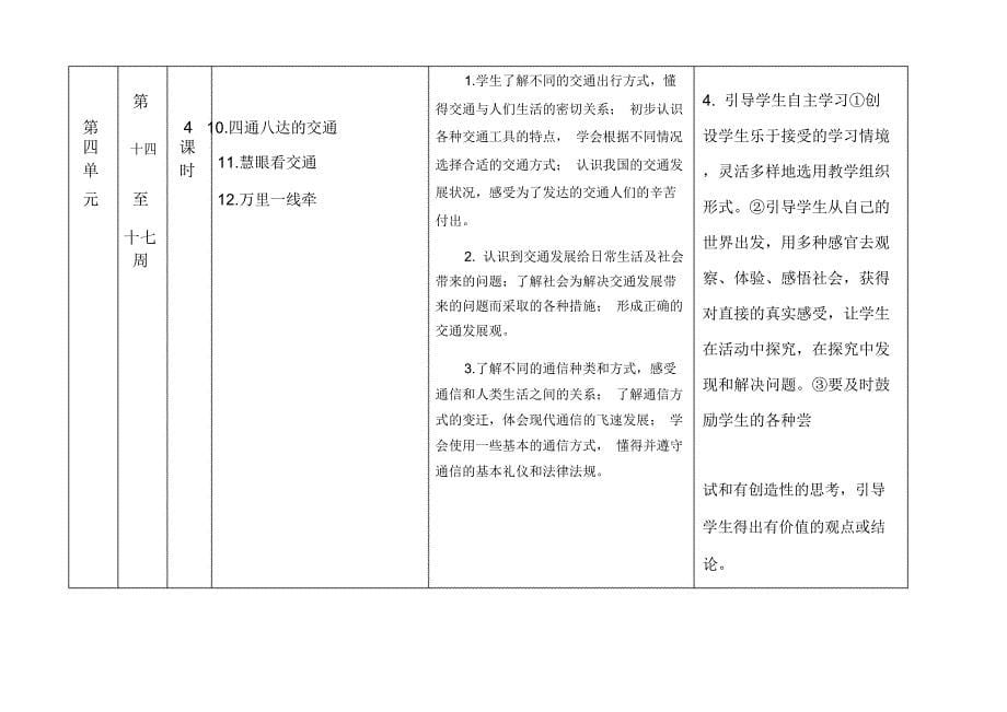 三年级下册《道德与法治》教学计划_第5页