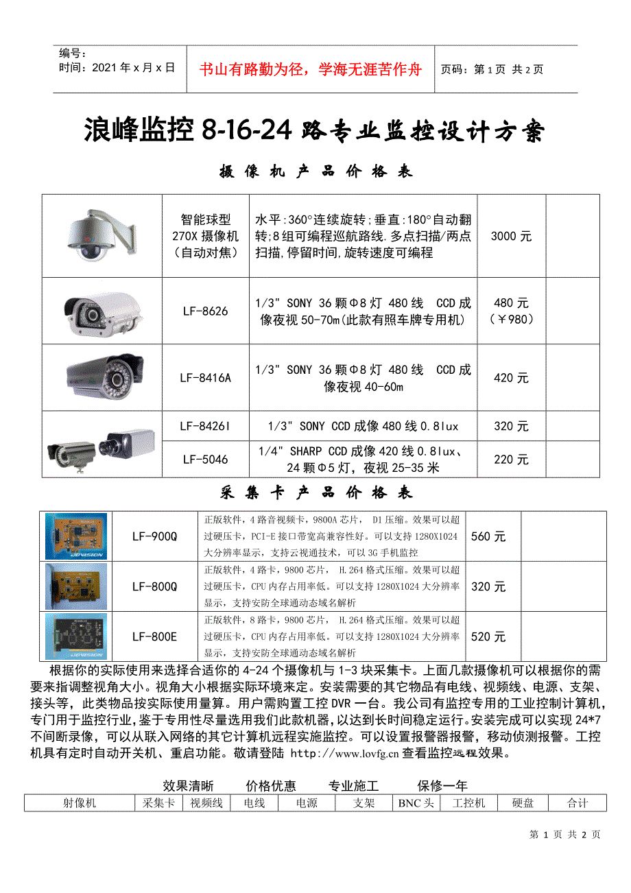 深圳市安特尔安防科技有限公司ansilita产品价目表_第1页