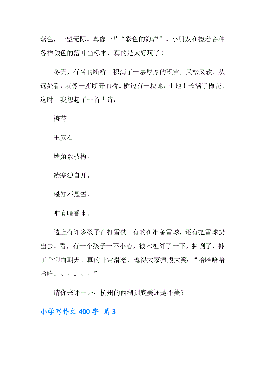 2022年小学写作文400字汇总十篇_第3页