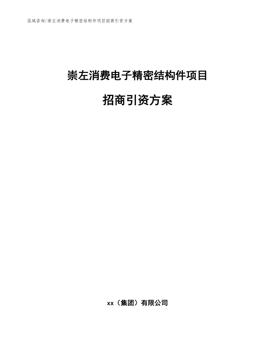 崇左消费电子精密结构件项目招商引资方案范文模板_第1页