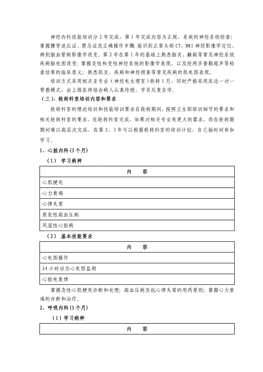 神经内科住院医师规范化培训实施计划_第3页