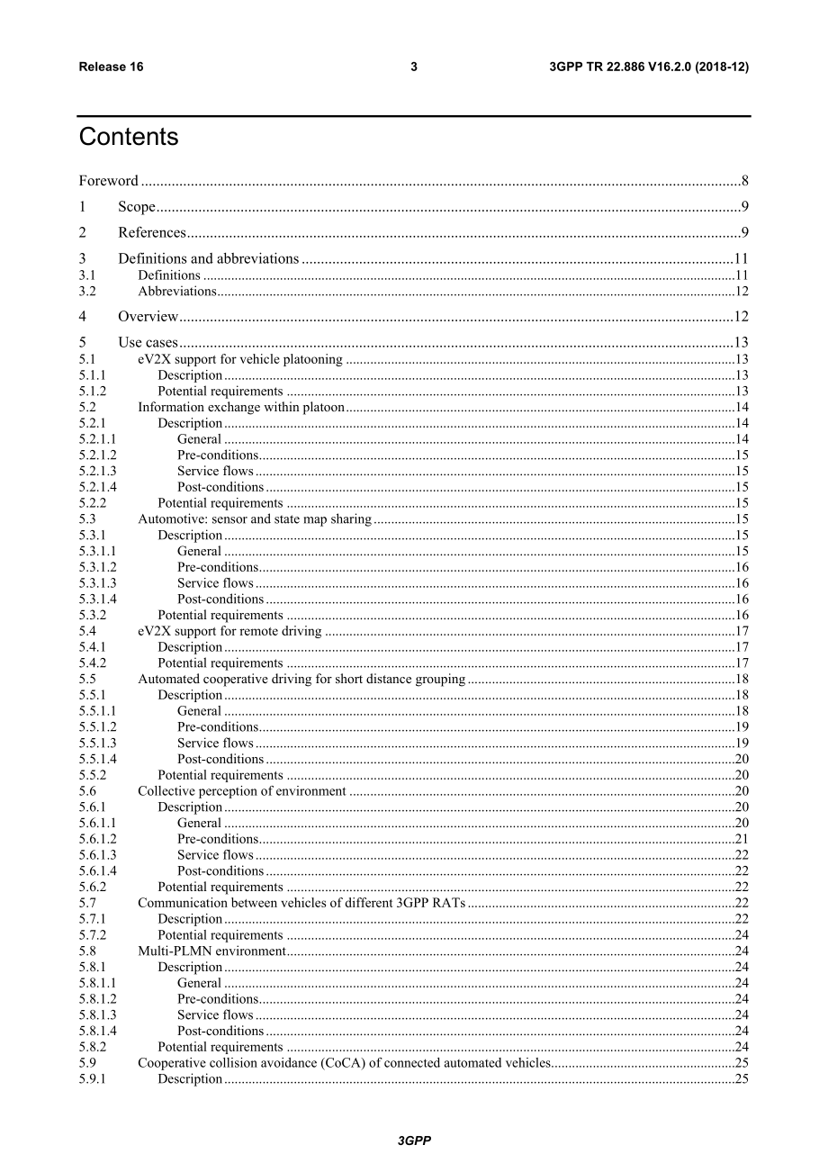 TR 22.886 V16.2.0 (2018-12) Study on enhancement of 3GPP Support for 5G V2X Services_第3页