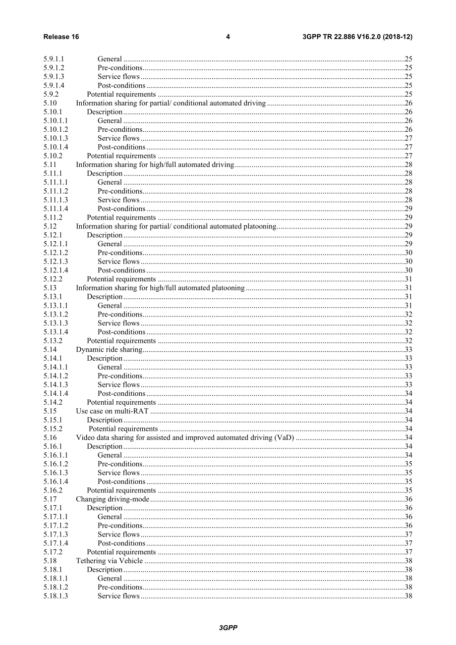 TR 22.886 V16.2.0 (2018-12) Study on enhancement of 3GPP Support for 5G V2X Services_第4页